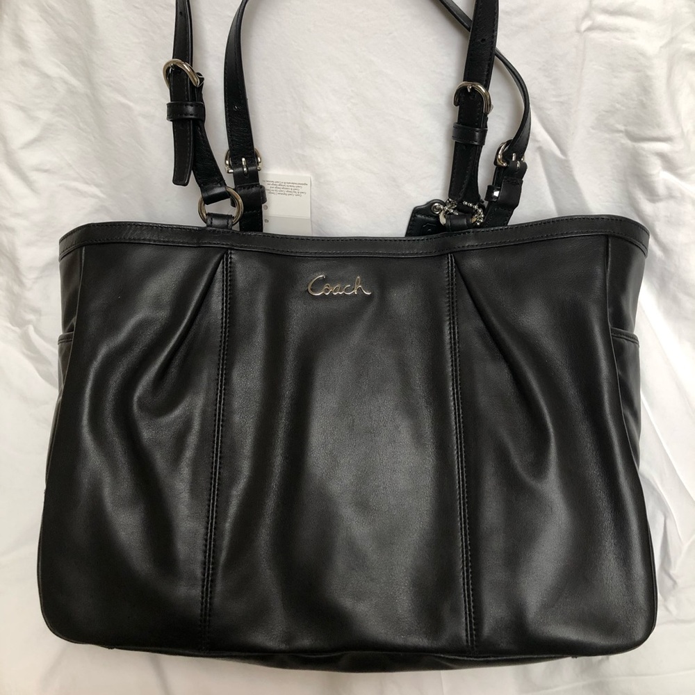NWT Coach black leather tote